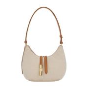 Canvas en leren crossbody tas Furla , Beige , Dames