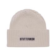 Merino Wol Logo Beanie Muts Stutterheim , Beige , Heren