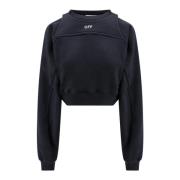 Logo Front Katoenen Sweatshirt Crop Fit Off White , Black , Dames