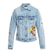 Playboy Magazine Trucker Denim Jacket Amiri , Blue , Heren