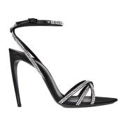 Sandaal met strass gekruiste banden Saint Laurent , Black , Dames