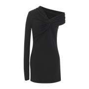 Asymmetrische Eén Mouw Jurk Italië Gemaakt Saint Laurent , Black , Dam...