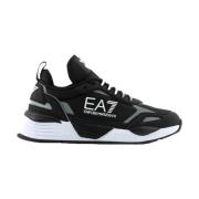 Zwarte Sneakers - Gedrukt Logo - Ronde Neus Emporio Armani EA7 , Black...