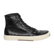 Leren sneakers met contrastlogo detail Balenciaga , Black , Dames