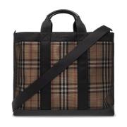 Leren Shopper Tas met Logodetail Burberry , Multicolor , Dames