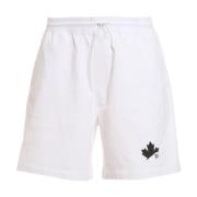 Blad Shorts met Logo Detail Dsquared2 , White , Heren