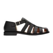 Leren sandalen met enkelband Loewe , Black , Heren