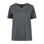 Katoenen T-shirt met V-hals en logodetail Max Mara , Gray , Dames