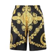 Zijden Shorts met Trekkoord en Medusa Detail Versace , Multicolor , He...