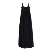 Maxi Geplooide Jurk met Lange Mouwen Dolce & Gabbana , Black , Dames