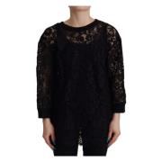 Elegante Zwarte Blouse Top met Lange Mouwen Dolce & Gabbana , Black , ...