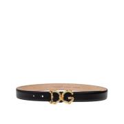 Barok Logo Kalfsleren Riem Dolce & Gabbana , Black , Dames