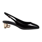 Zwarte Patentleren Slingback met DG Hak Dolce & Gabbana , Black , Dame...