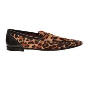 Luipaardprint Pony Haar Loafers Dolce & Gabbana , Brown , Heren