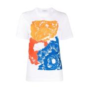 Bloemen Geborduurd Katoenen T-shirt Salvatore Ferragamo , White , Dame...