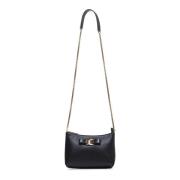 Zwarte leren schoudertas met ketting Salvatore Ferragamo , Black , Dam...