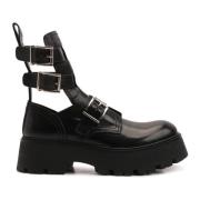 Rave Leren Laarzen Alexander McQueen , Black , Dames