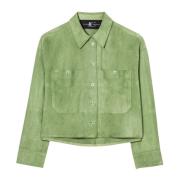 Velours leren overhemd Luisa Cerano , Green , Dames