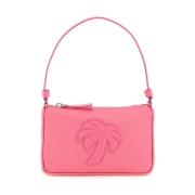 Tonal leren handtas met Palm Tree patch Palm Angels , Pink , Dames