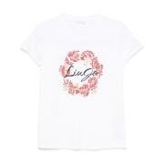 Paisley Print Rhinestone Crew Neck Tee Liu Jo , White , Dames