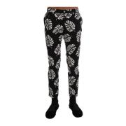 Bladprint Slim Fit Enkelpants Dolce & Gabbana , Black , Heren