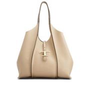 Tijdloze leren tote tas Tod's , Beige , Dames