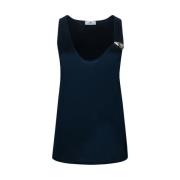 Glanzende donkerblauwe mouwloze top Elisabetta Franchi , Black , Dames