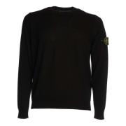 Geribbelde Crew Neck Sweater Aw24 Stone Island , Black , Heren