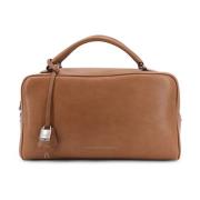 Gegraveerde Boston Leren Handtas Brunello Cucinelli , Brown , Dames