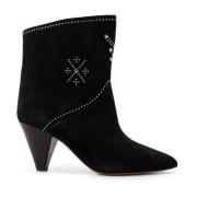 Studded Suede Enkellaarzen Isabel Marant , Black , Dames