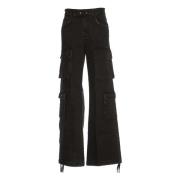 Cargo Broek Wijde Pijp Department Five , Black , Dames