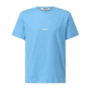 Katoenen T-shirt met Logo Print Msgm , Blue , Heren