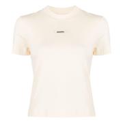 Minimalistisch Stretch Katoenen T-Shirt Jacquemus , Beige , Dames