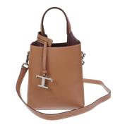 Zwarte Gehamerde Leren Tas Tod's , Brown , Dames