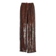 Paillet wijde pijp broek Marrone Dries Van Noten , Brown , Dames