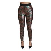 Elegante Groene Metallic Broek Dolce & Gabbana , Green , Dames