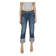 Blauwe High-Rise Versleten Jeans Replay , Blue , Dames