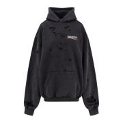 Political Campaign Logo Hooded Sweatshirt Balenciaga , Black , Dames