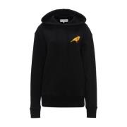 Zwarte Geborduurde Logo Hoodie Trui JW Anderson , Black , Dames