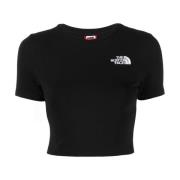 Zwart Katoenen Geborduurd Logo T-shirt The North Face , Black , Dames