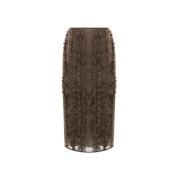 Bruine Zijden Organza Midi Rok Cecilie Bahnsen , Brown , Dames