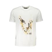 Wit Katoenen T-Shirt met Print Logo Cavalli Class , White , Heren