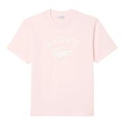 Roze Krokodil Print T-shirt Lacoste , Pink , Heren