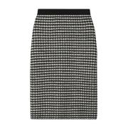 Zwarte Bouclé Rok met Geribbelde Tailleband Tory Burch , Black , Dames