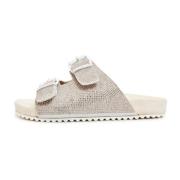 Jewel Flat Sole Mules Cesare Gaspari , Gray , Dames