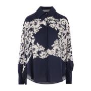 Oversized Blauw Bloemenprint Shirt Raquel Diniz , Blue , Dames