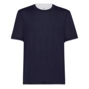 Zijde Katoen T-shirt in Italië Brunello Cucinelli , Blue , Heren