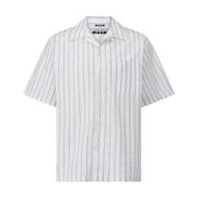 Overhemd met korte mouwen en patroon Msgm , White , Heren