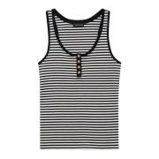 Moderne Henley-geïnspireerde tanktop in zwart/room Anine Bing , Multic...