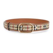 Archief Beige Gouden Check Riem Burberry , Beige , Dames